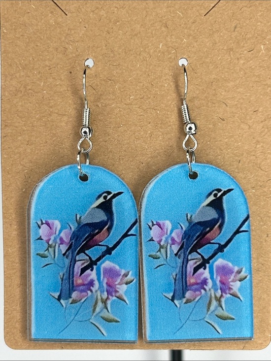 Fashion Jewelry Jewelry - Blue Bird Floral Drop Earrings Fashion Jewelry